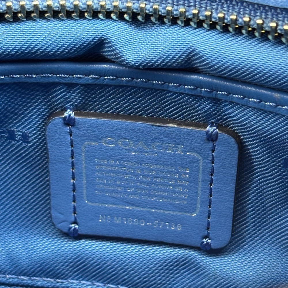 Coach Swagger 15 Lapis Blue Ombre Rivet Studded Pebble Leather Mini Satchel - Picture 9 of 12